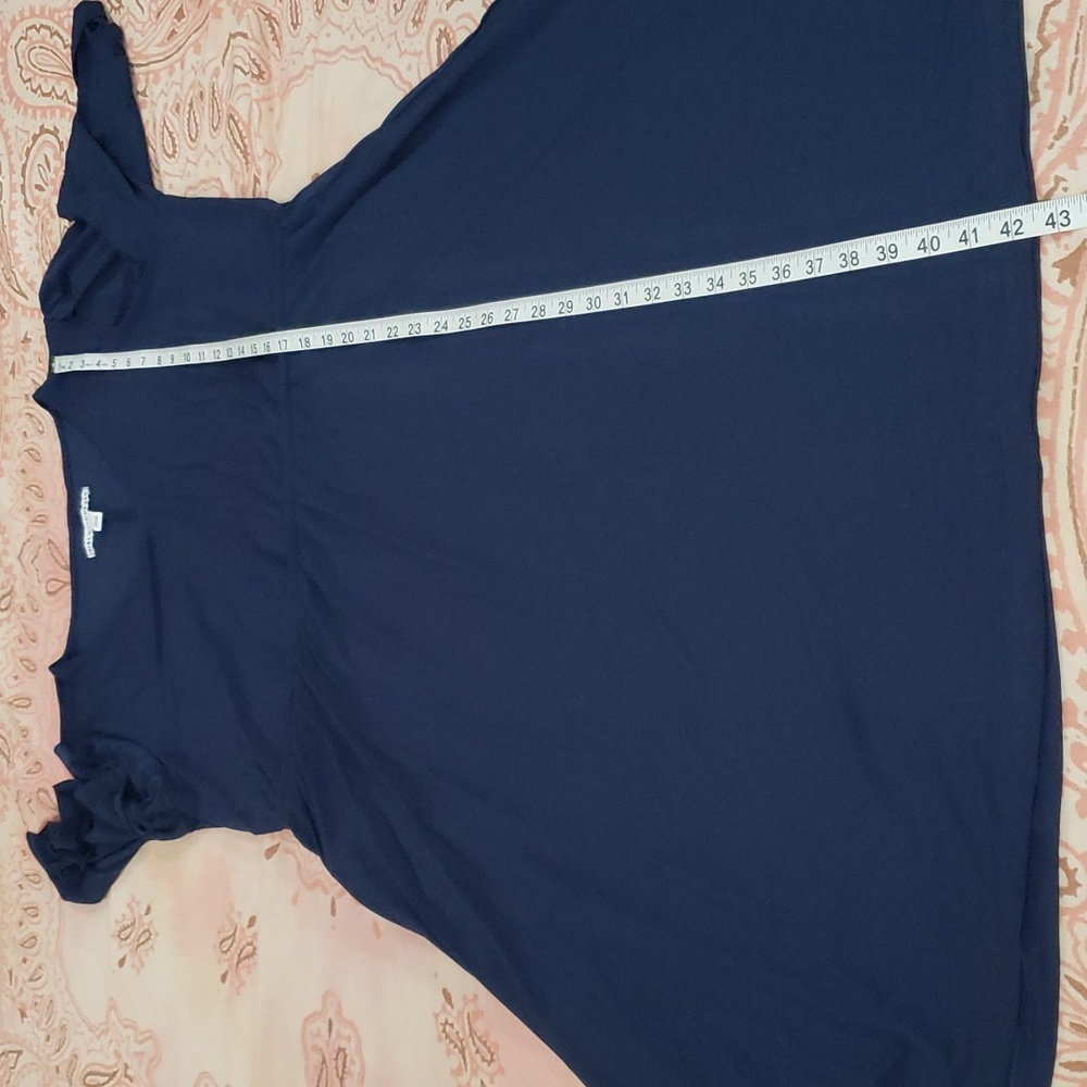 Flowy Dress Dark Blue Dress Flutter Sleeves - Picture 10 of 11